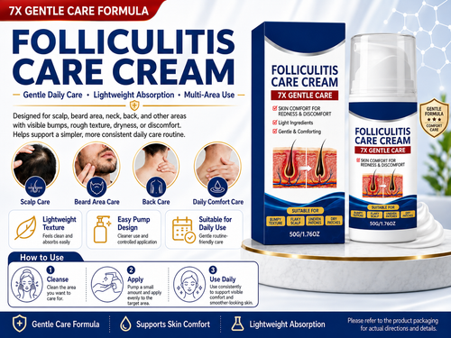 Folliculitis Care Cream for Bumps & Ingrown Hairs – Gentle Scalp & Body Care for Hairline, Neck, Back, Chest & Razor-Prone Skin, 50g